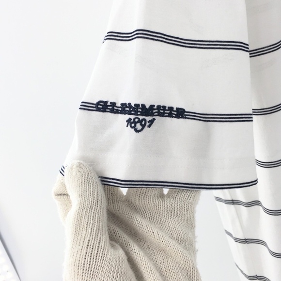Glenmuir 1891 Men Polo Shirt Golf Performance White Blue Mercerised Cotton Sz L - Picture 3 of 11